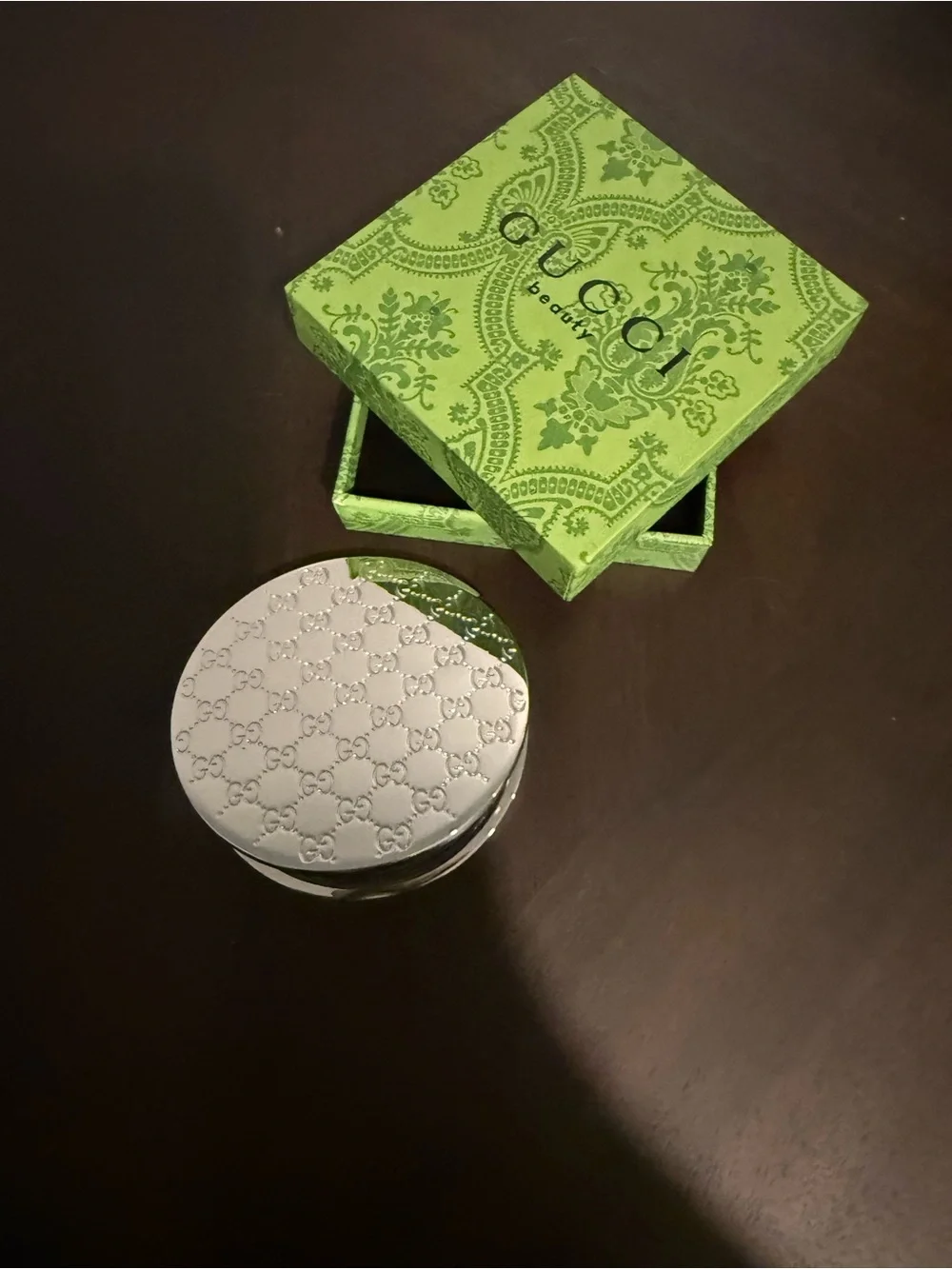 Gucci Silver Compact Mirror with Green Box